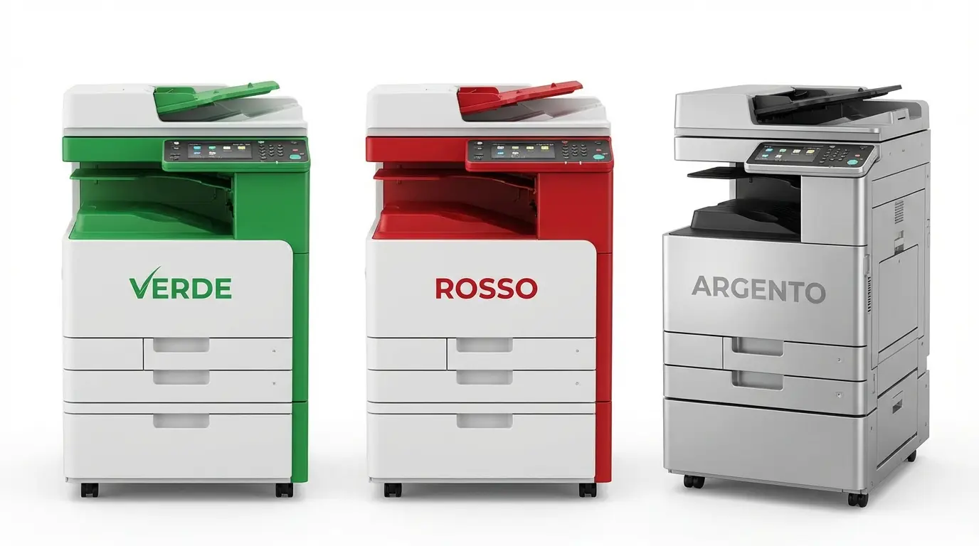 Three brand copiers in showroom