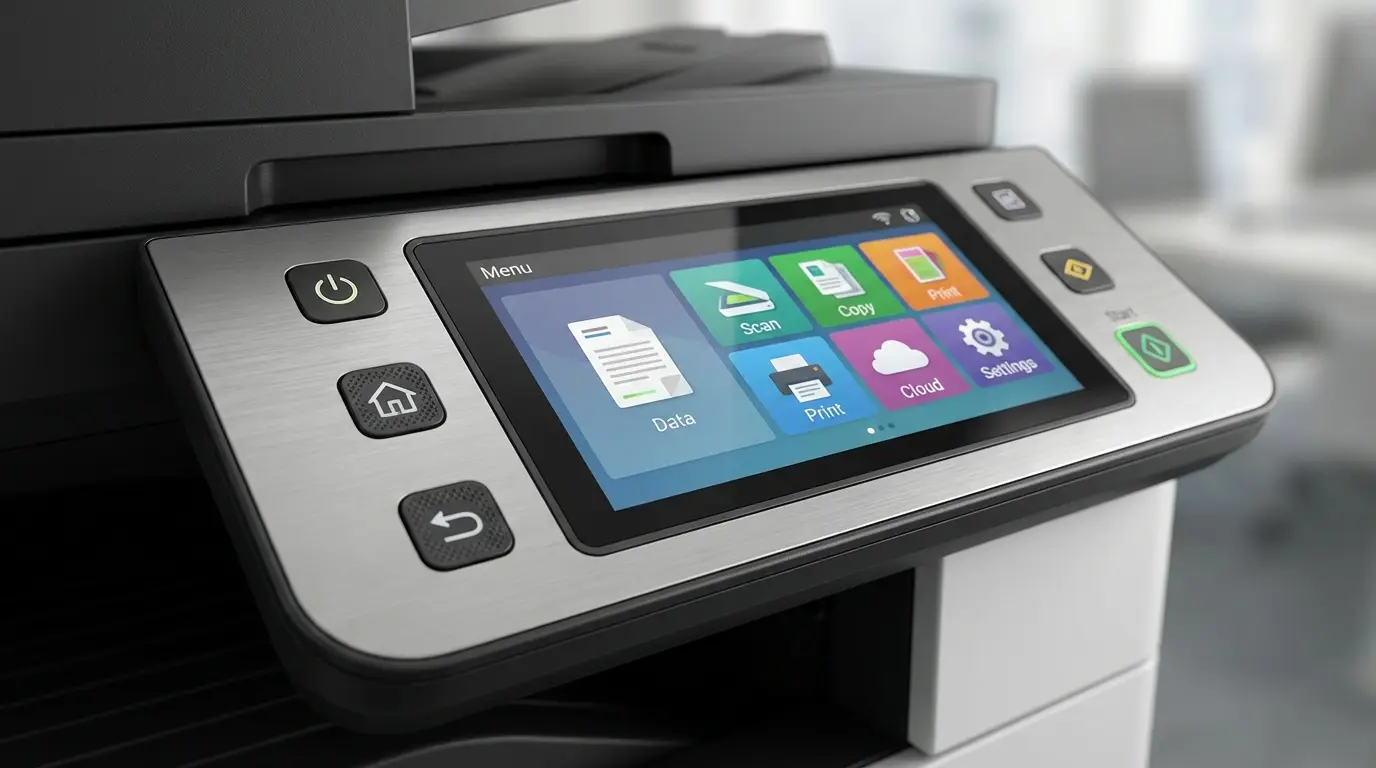 Copier control panel close-up