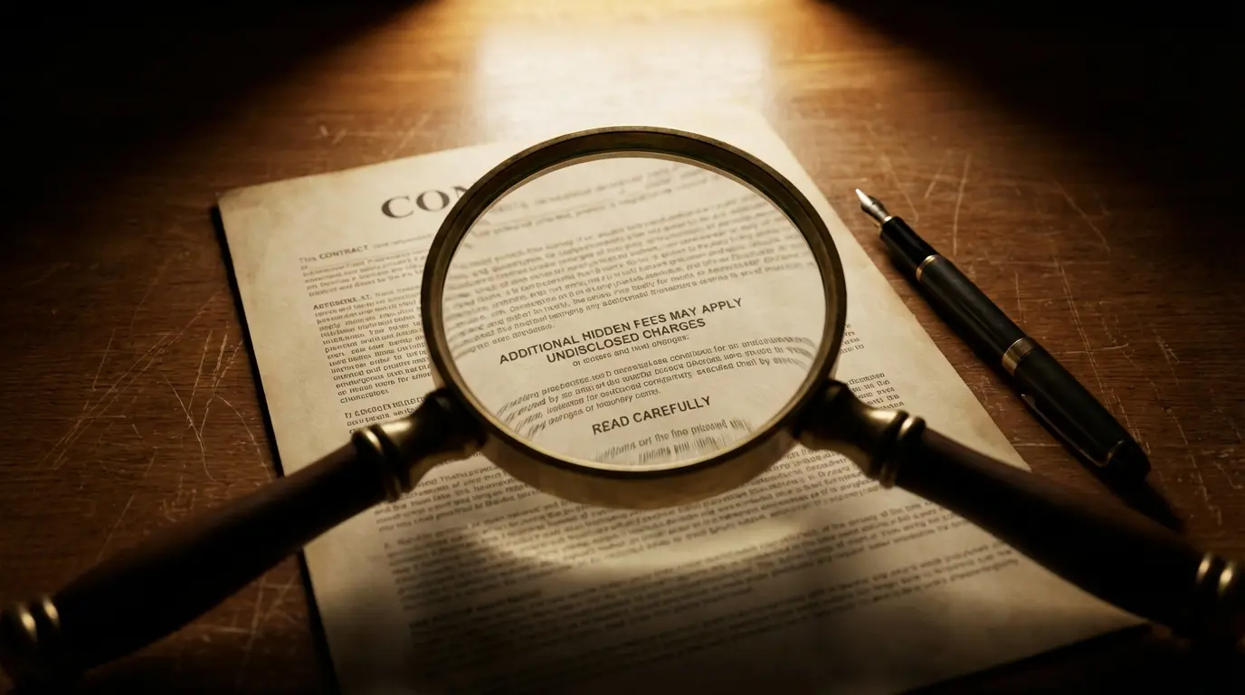 Magnifying glass on contract