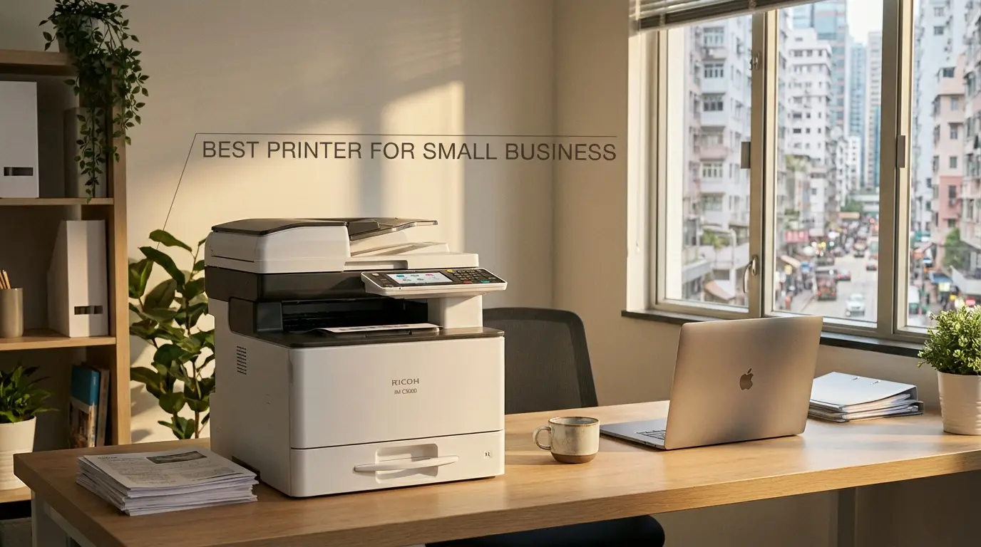 Compact printer on office desk